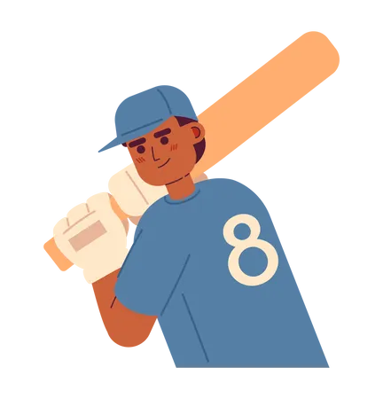 Männlicher Softballspieler greifen Baseballschläger  Illustration