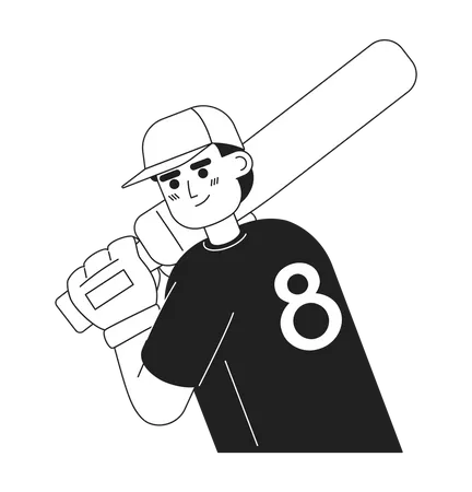 Männlicher Softballspieler greifen Baseballschläger  Illustration