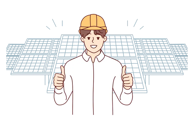 Männlicher Solarpanel-Ingenieur  Illustration