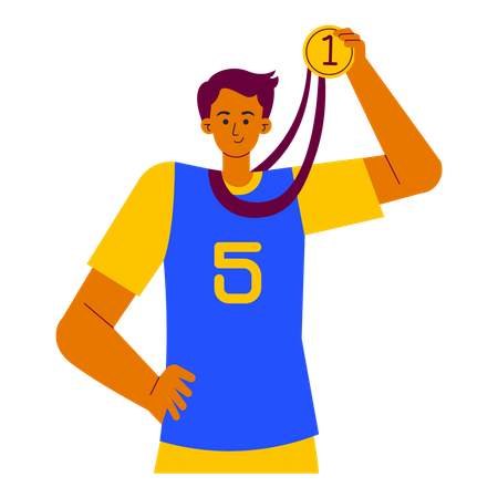 Männlicher Athlet mit Medaille  Illustration