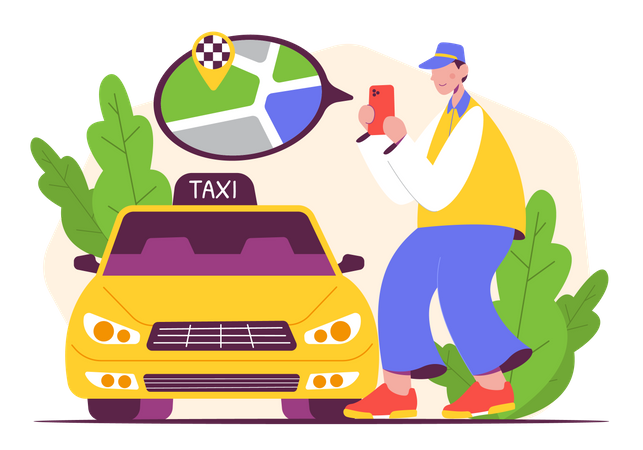 Männlicher Taxifahrer  Illustration