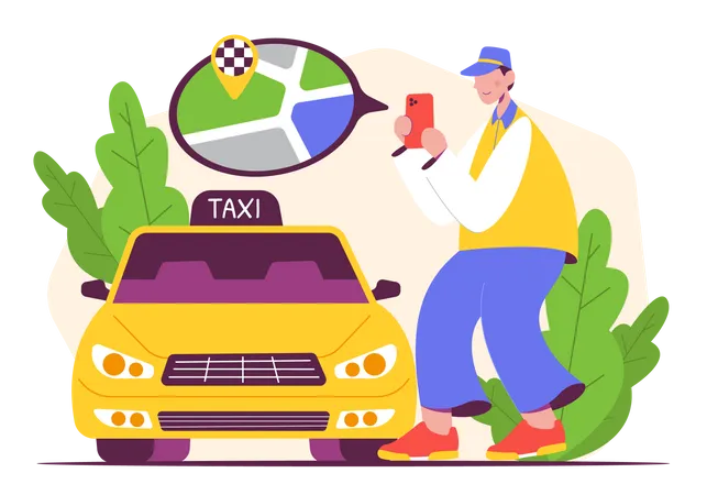 Männlicher Taxifahrer  Illustration