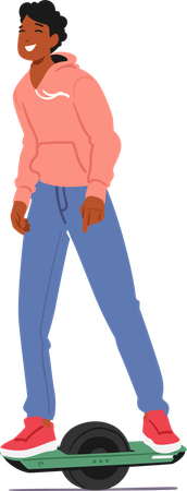 Männlicher Teenager gleitet mühelos auf einem Rad  Illustration