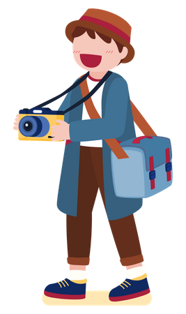 Männlicher Tourist macht Fotos  Illustration