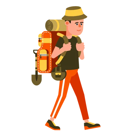 Männlicher Tourist mit Rucksack  Illustration