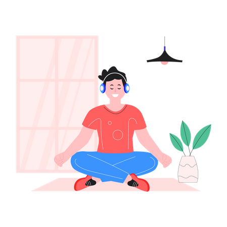 Männlicher Trainer macht Yoga  Illustration