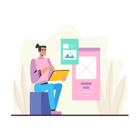 Männlicher UI-UX-Designer  Illustration