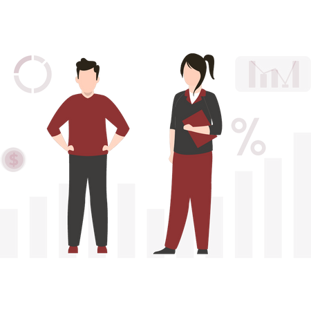 Männlicher und weiblicher Investor  Illustration