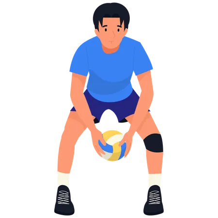 Männlicher Volleyballspieler, aufschlagbereit  Illustration