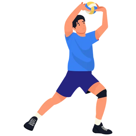 Männlicher Volleyballspieler Overhead-Set  Illustration