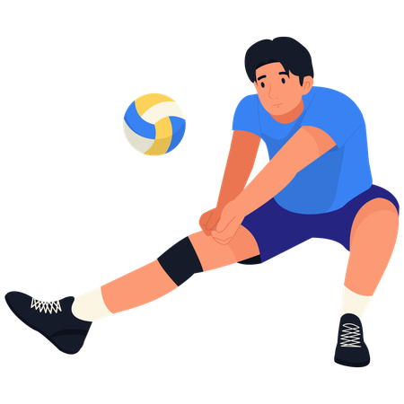 Männlicher Volleyballspieler streckt sich, um den Ball zu empfangen  Illustration