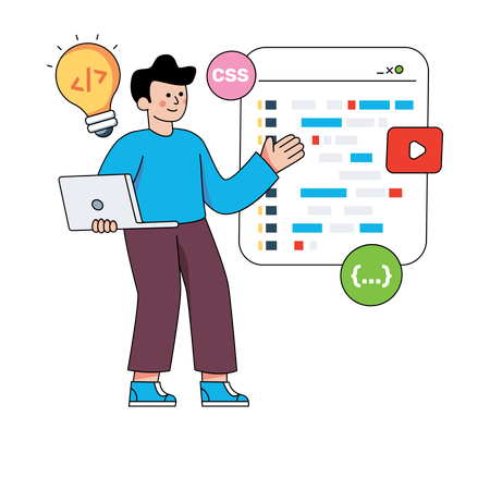 Männlicher Webprogrammierer erhält Designidee  Illustration