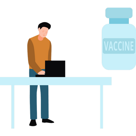 Männlicher Wissenschaftler arbeitet an Impfstoff  Illustration