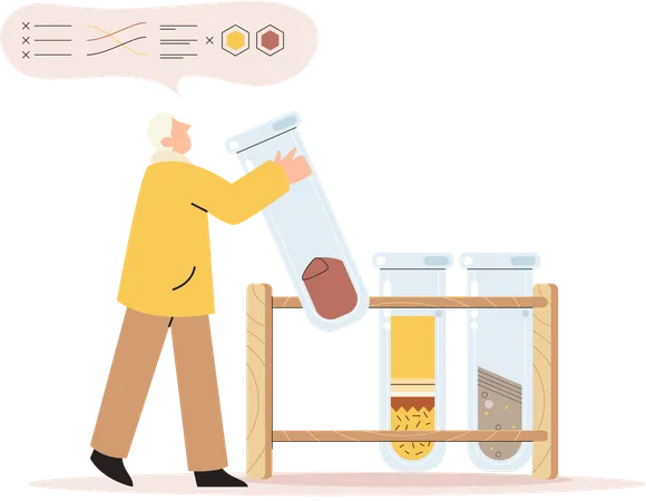 Männlicher Wissenschaftler erforscht Pflanzen  Illustration