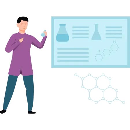 Männlicher Wissenschaftler beim Experiment  Illustration