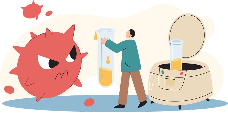 Männlicher Wissenschaftler, der wissenschaftliche Forschung betreibt  Illustration