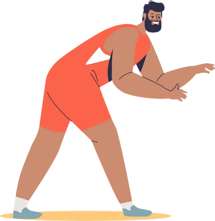 Männlicher Wrestler im Wettkampfkostüm  Illustration