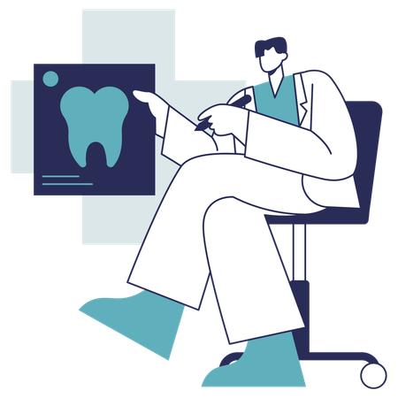 Männlicher Zahnarzt überprüft Dental X Ray  Illustration