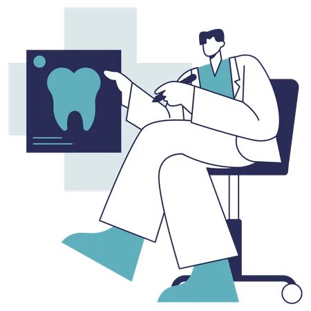 Männlicher Zahnarzt überprüft Dental X Ray  Illustration