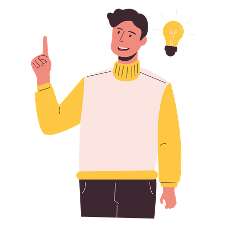 Männliches Nachdenken über Idee  Illustration