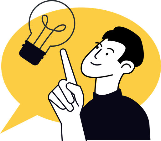 Männliches Nachdenken über Idee  Illustration