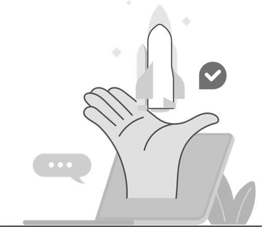 Mano que muestra el crecimiento de las ventas de una startup  Ilustración