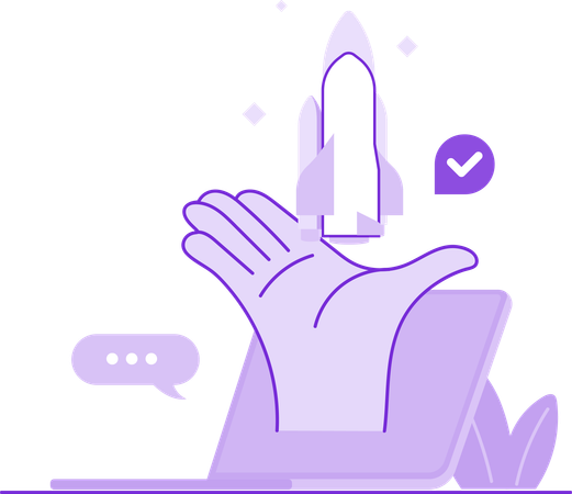 Mano que muestra el crecimiento de las ventas de una startup  Ilustración