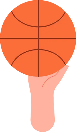Mano sosteniendo la pelota de baloncesto  Ilustración