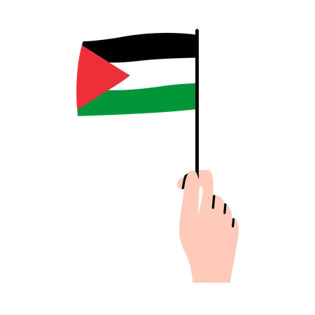 Mano sosteniendo la bandera palestina  Ilustración