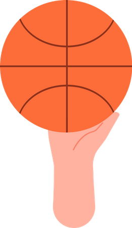 Mano sosteniendo la pelota de baloncesto  Ilustración