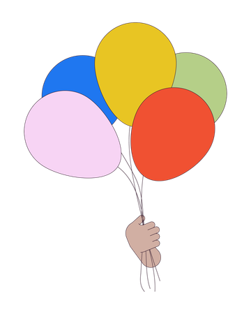 Manojo de globos aerostáticos sosteniendo  Ilustración