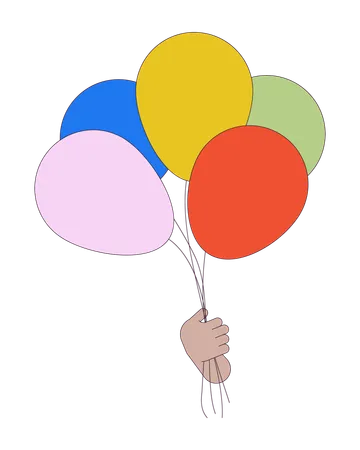 Manojo de globos aerostáticos sosteniendo  Ilustración