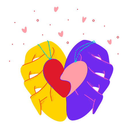 Manos con corazones  Ilustración