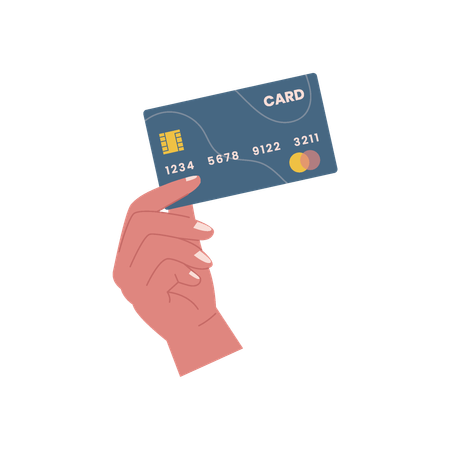 Manos sosteniendo tarjeta de crédito  Ilustración