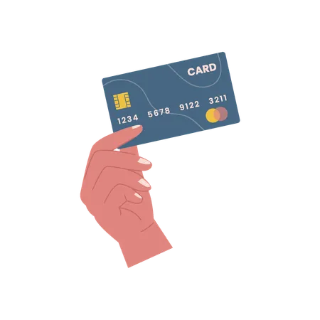 Manos sosteniendo tarjeta de crédito  Ilustración