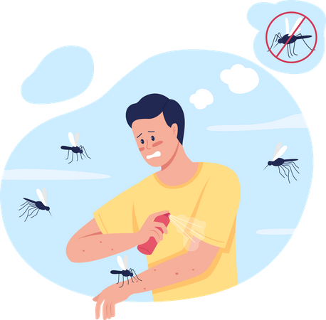 Mantendo os mosquitos afastados durante o acampamento de verão  Ilustração