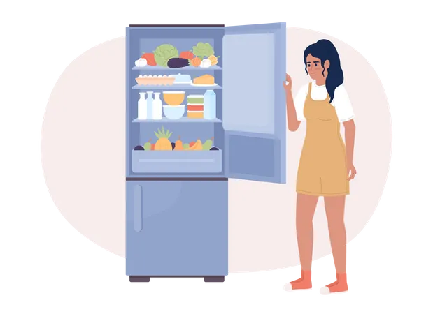 Mantener el refrigerador lleno para lograr eficiencia energética  Ilustración