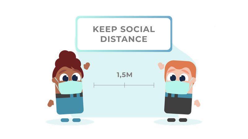 Mantener la pauta de distancia social para niños  Ilustración