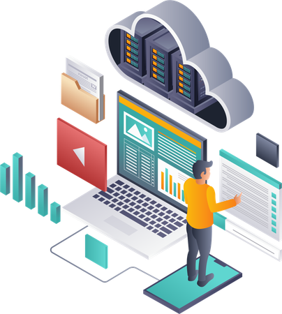 Mantenimiento de datos del servidor en la nube  Ilustración