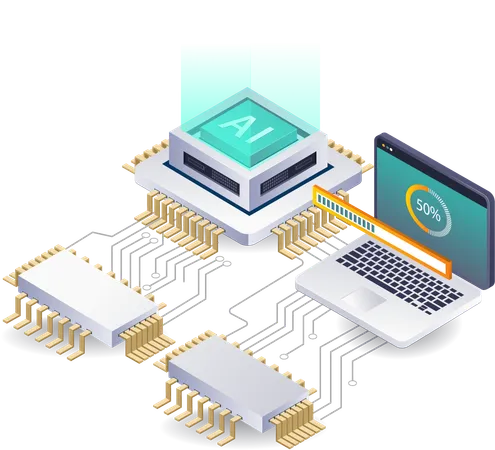 Mantenimiento de red para tecnología de inteligencia artificial  Ilustración