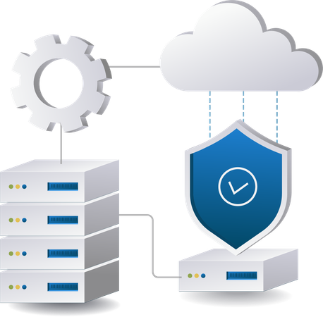 Mantenimiento de seguridad de los datos almacenados en servidores en la nube.  Ilustración