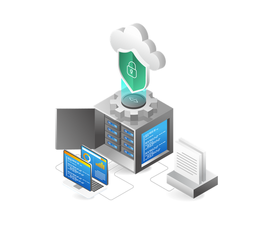 Mantenimiento de la seguridad de los terminales del servidor en la nube  Ilustración