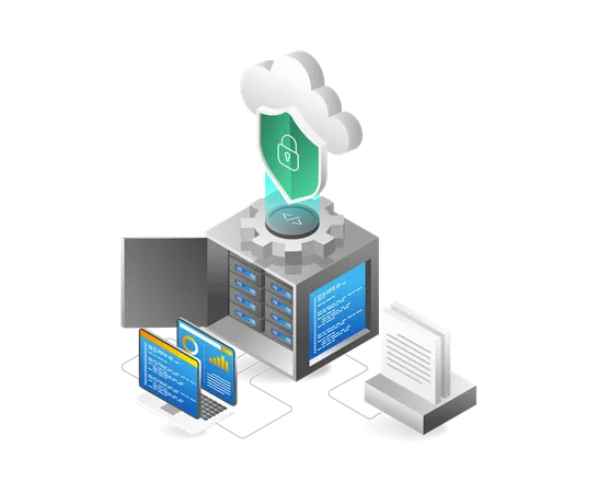 Mantenimiento de la seguridad de los terminales del servidor en la nube  Ilustración