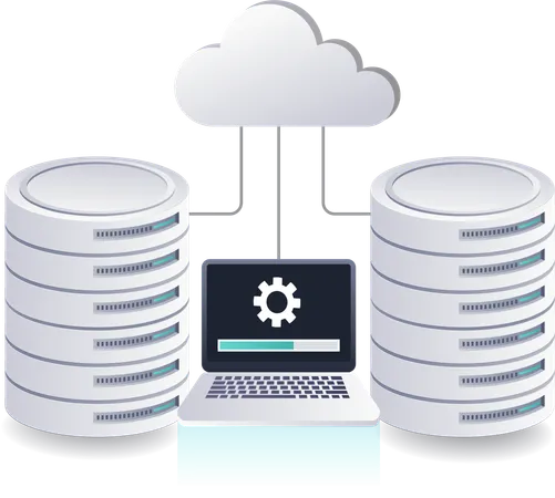 Mantener el crecimiento de los servidores de bases de datos en la tecnología de la nube  Ilustración