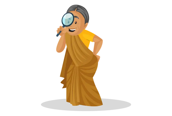 Manthra looking from magnifying glass  Illustration