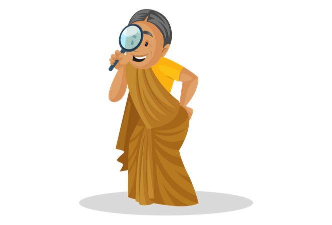 Manthra looking from magnifying glass  Illustration