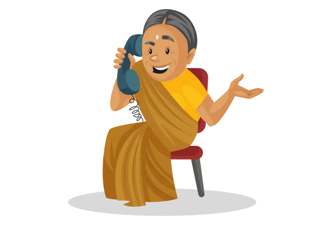 Manthra talking on phone  Illustration