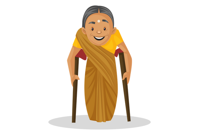 Manthra walking using stick  Illustration