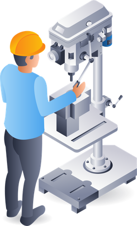 Manual drilling machine system operator  Illustration