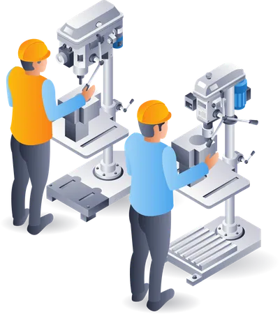Manual drilling with machine operator  Illustration